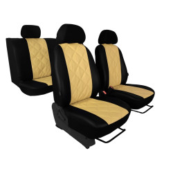 Autopotahy Škoda Fabia II, kožené EMBOSSY, dělené zadní sedadla, béžové