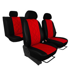 Autopotahy Škoda Fabia II, kožené EMBOSSY, dělené zadní sedadla, červené