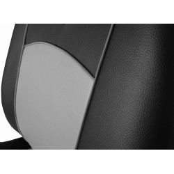 Autopotahy Škoda Fabia I kožené Tuning černošedé, dělené zadní sedadla, 5 opěrek hlavy