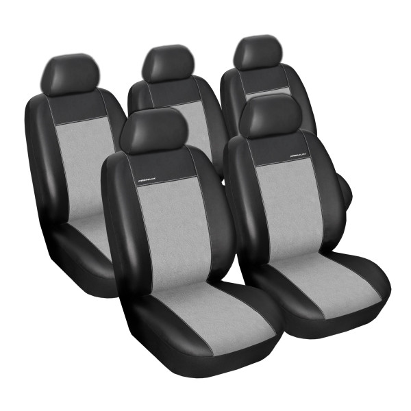 Autopotahy PEUGEOT PARTNER TEPEE , 5 samostatných sedaček, Eco kůže + alcantara šedé