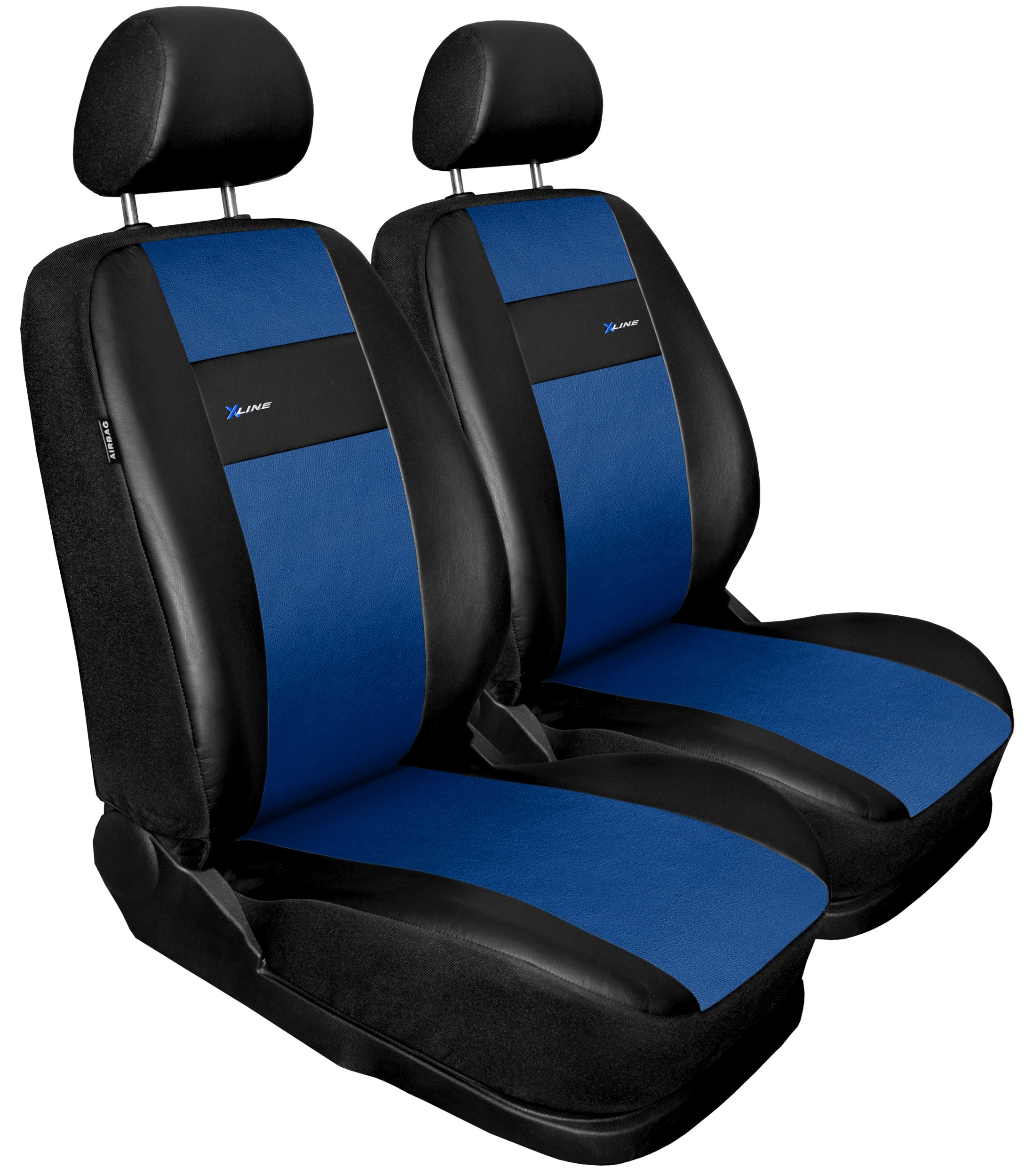 Autopotahy X-LINE kožené, sada pro dvě sedadla, modré