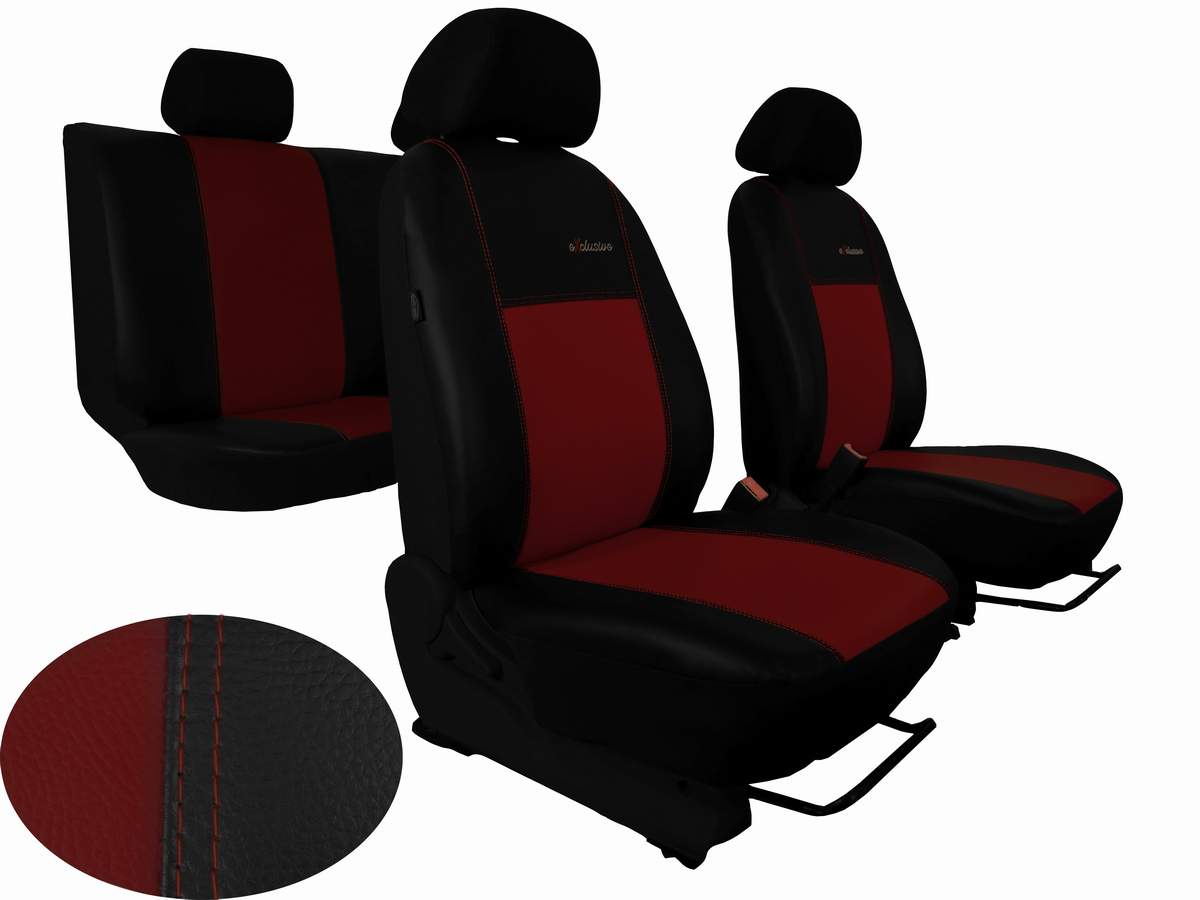 Autopotahy Škoda Fabia II, kožené EXCLUSIVE černovínové, nedělené zadní sedadla