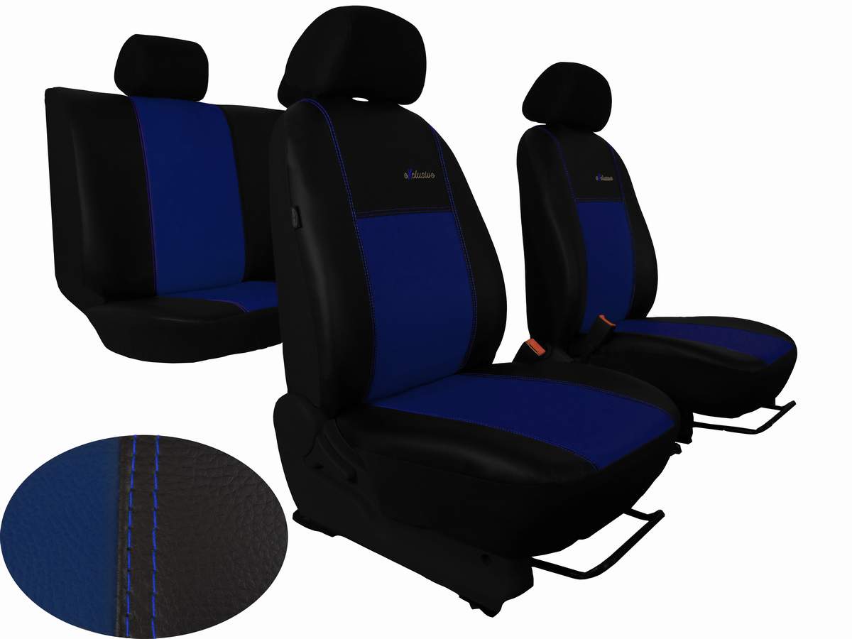 Autopotahy VOLKSWAGEN POLO V, dělená zadní sedadla, od r. v. 2009, EXCLUSIVE kůže modré