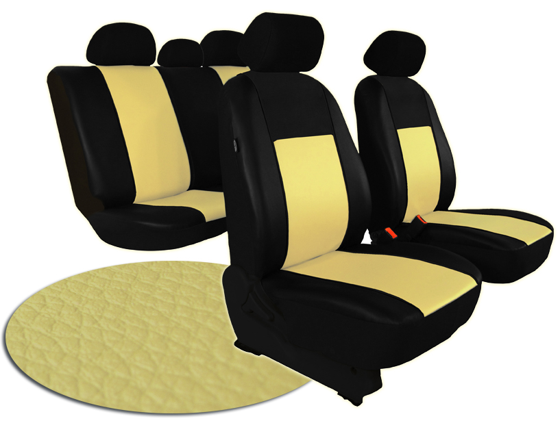 Autopotahy VOLKSWAGEN POLO V, dělená zadní sedadla, od r. v. 2009, kožené PELLE béžové