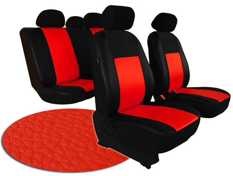 Autopotahy VOLKSWAGEN POLO V, dělená zadní sedadla, od r. v. 2009, kožené PELLE červené