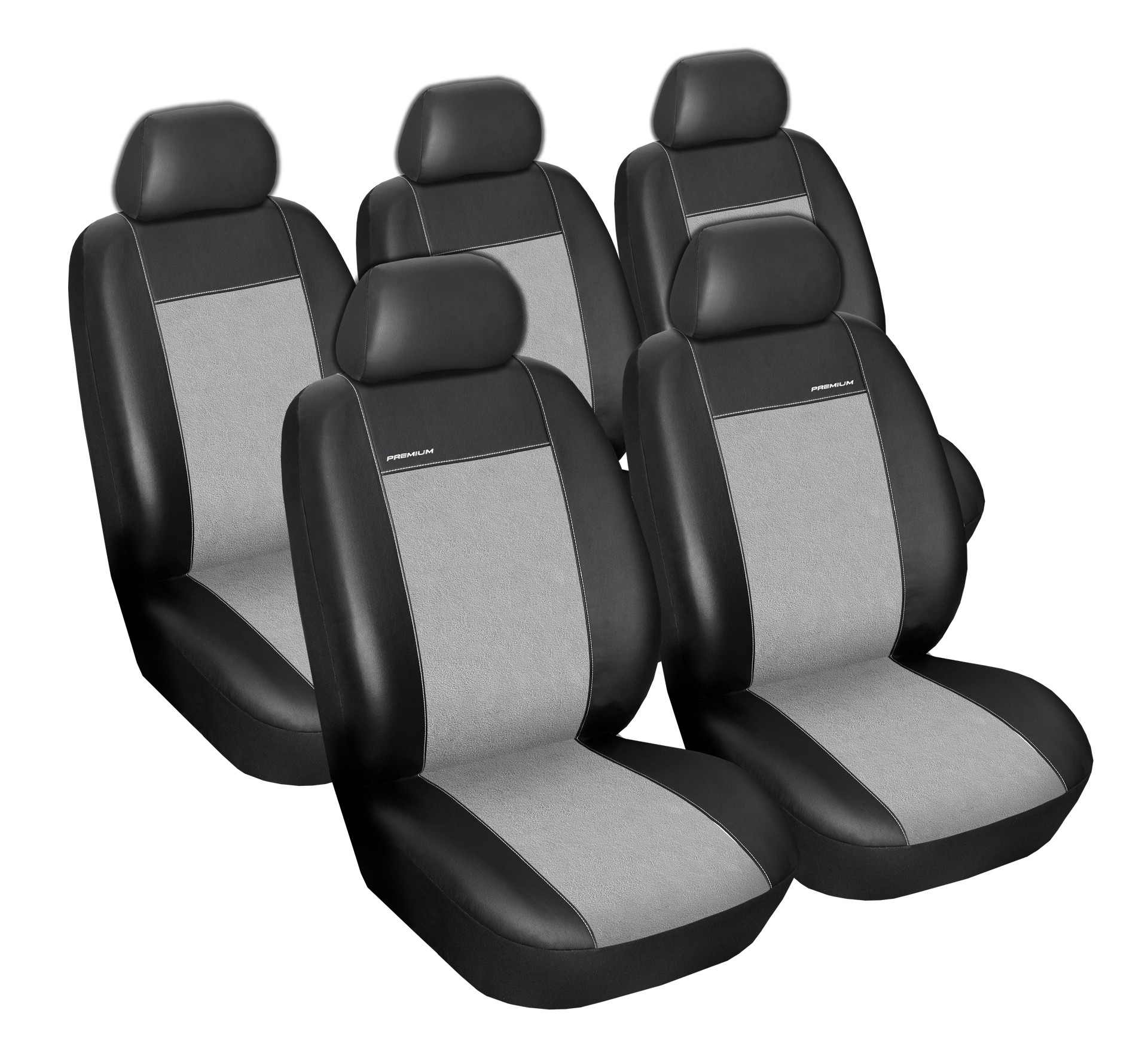 Autopotahy PEUGEOT PARTNER TEPEE , 5 samostatných sedaček, Eco kůže + alcantara šedé